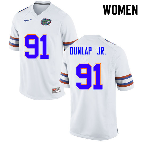 Women #91 Marlon Dunlap Jr. Florida Gators College Football Jerseys Sale-White